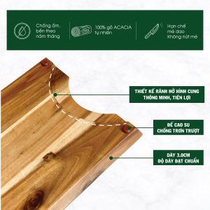 Thớt Gỗ Acacia Công Năng - TOGOSA Gỗ Tràm