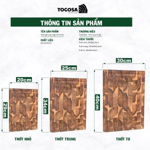 Thớt Gỗ Acacia Chữ Nhật - TOGOSA Gỗ Tràm