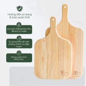 Thớt gỗ cao su có quai hình chữ nhật – THOGOSA