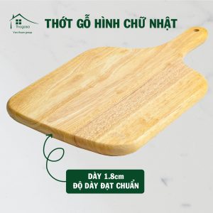 Thớt gỗ cao su có quai hình chữ nhật – THOGOSA