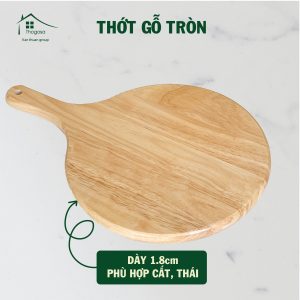 Thớt gỗ cao su tròn có quai - THOGOSA